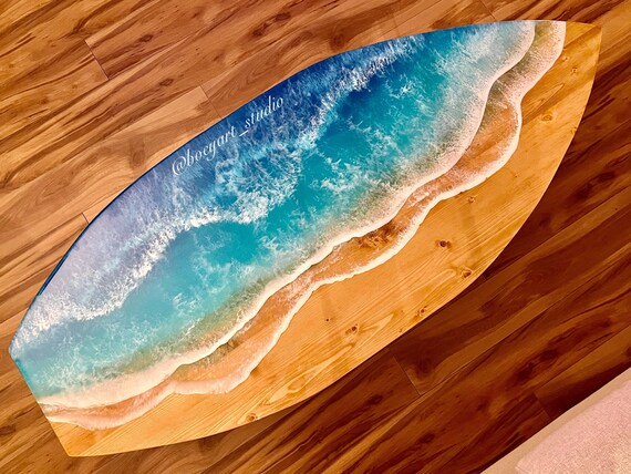 Ocean Coffee Table, Surfboard Table, Made to Order, Home