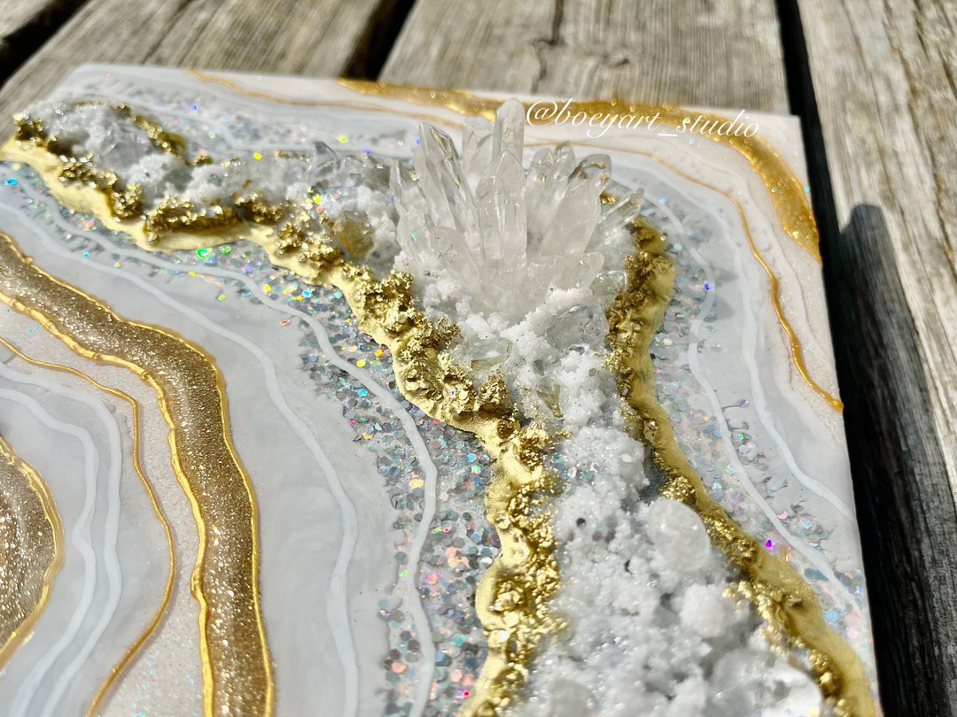Luxury Crystal Wall Art, Geode Wall Art, Natural Crystal Resin Art