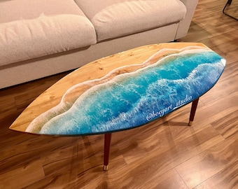 Ocean Coffee Table, Surfboard Table, Made to order, Home Decoration