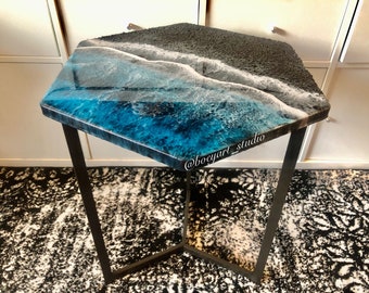 Ocean Hexagon End Table, Nightstand, Coffee Table, Home Decoration, Thanksgivings Gift