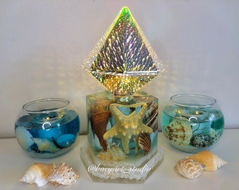 Ocean Light, Handmade Resin Table Light, Shells Light, House Warming Gift