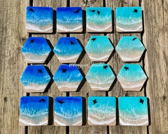 Ocean Coaster Set, Manta Coaster, House Warming Gift, Set of 4