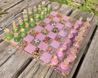 Floard Chess Board, Flower Chess Board Set, Butterfly Chess Board, Made to Order