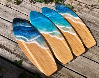 Ocean Surfboard Serving Board, Personalized Laser Engraving, Made-to-Order