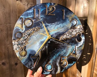 Geode Clock, Handmade Resin Clock, Crystal Clocks, House Warming Gift