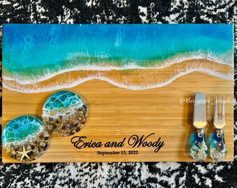 Large Ocean Cheese Board, Personalized Laser Engraving, Made-to-Order