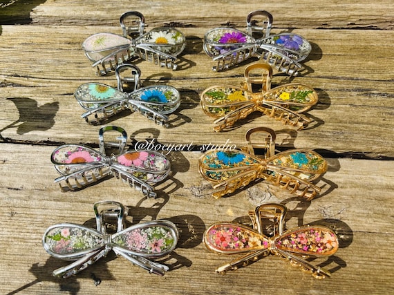 Floral Hair Claw Clip: Gold or Silver Metal Butterfly Design  display picture 1