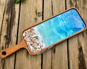 Large Ocean Cheese Board, Personalized Laser Engraving, Made-to-Order