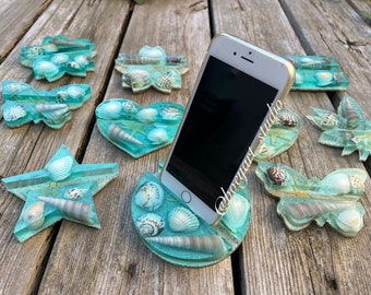 Ocean Phone Stand, Mobile phone Holder, Resin Art