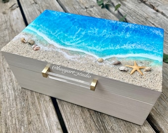 Ocean Jewelry Storage Box, (Made to Order), Shell Jewelry Holder, Home Decor