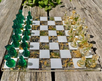 Plant Chess Board, Chess Board Set, Resin Chess Board, Made to Order