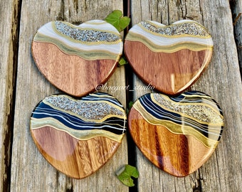 Geode Heart Coaster, Geode Wood Coaster, Valentines Day Gift