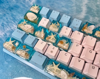 Ocean Handmade Keycaps, Starfish Shell Cherry Switch, Gaming Keycaps