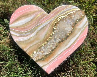 Geode Crystal Wall Art, Crystal Heart, Home Decor