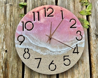 12” Ocean Clock, Handmade Resin Clock, Beach Clocks, House Warming Gift, Thanksgivings Gift