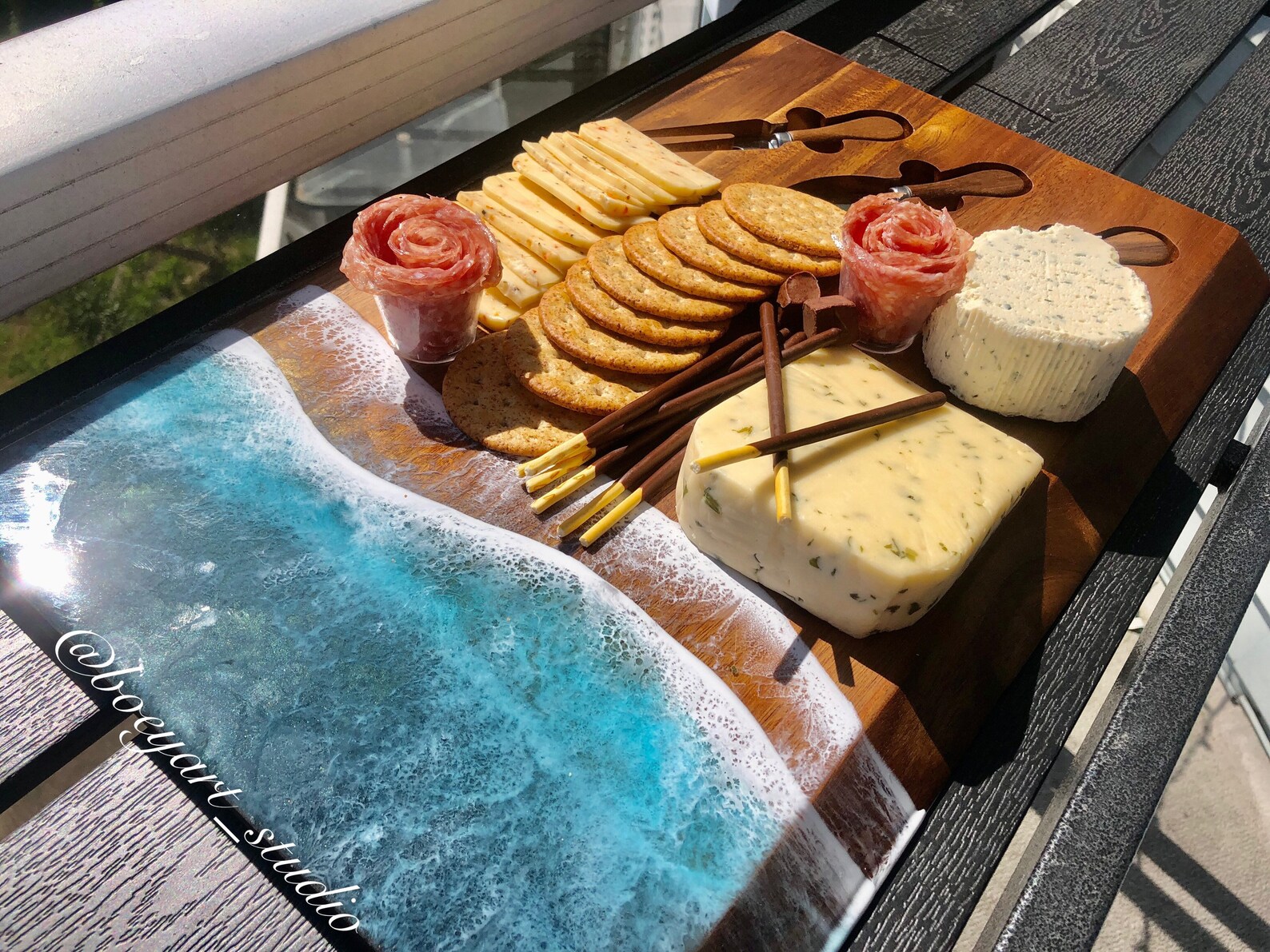 Huge 18x12 Ocean Cheese Board with Knifes Set Custom Etsy