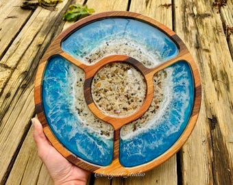 Ocean Cheese Board - Handpaint - Customer Engraving - Wedding / House Warming Gift