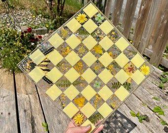 Floral Chess Board Set, Flower Chess Board Set, Checkers Board Set, Butterfly Chess Board