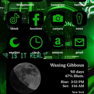 Spooky Icon Pack | IOS14 Homescreen | Green and Black | 35 iPhone Icons | Halloween Icons | iphone widget | Cute Icons | widget covers