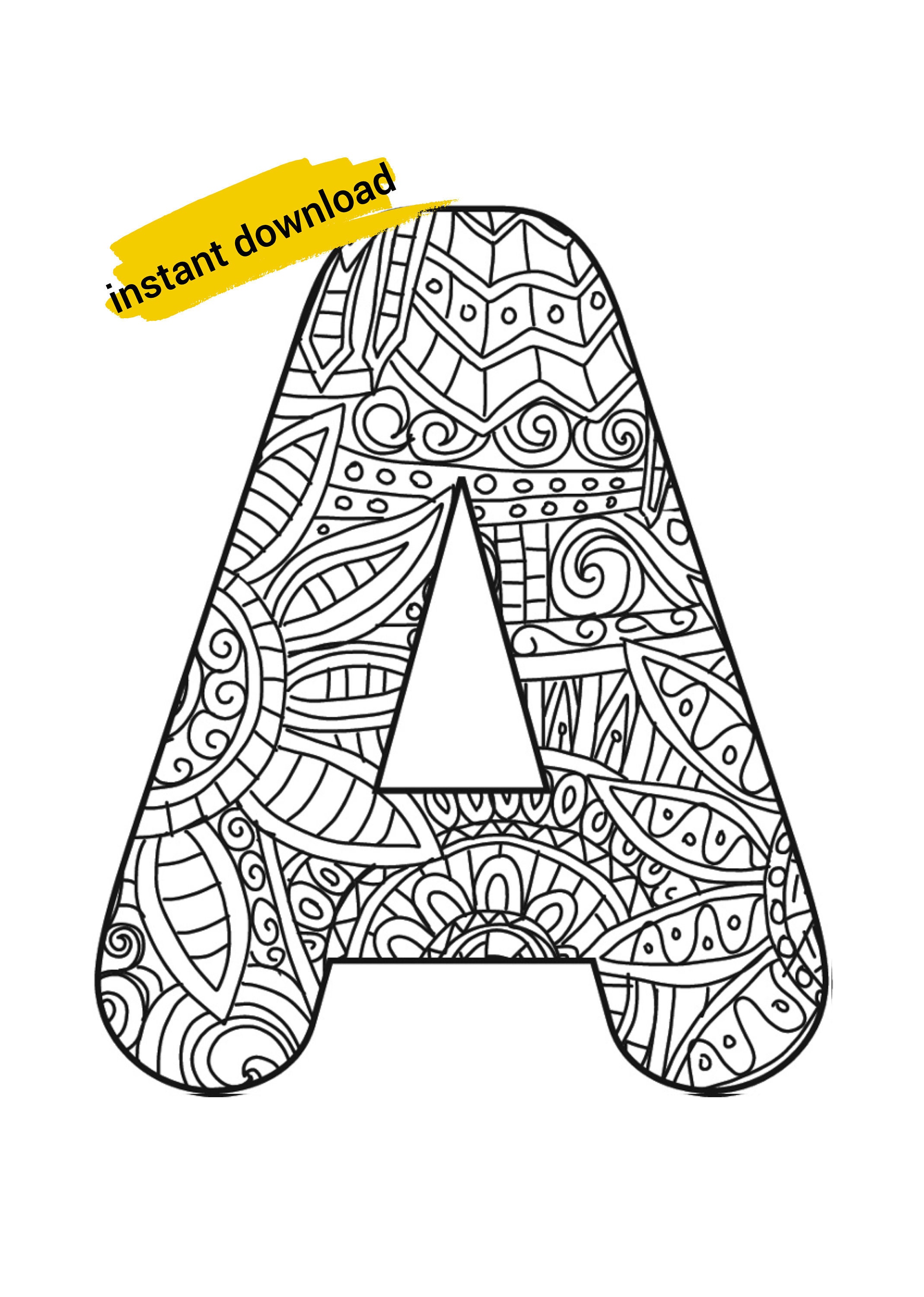 Printable A-Z Letters Activity Coloring Pages PDF Instant | Etsy