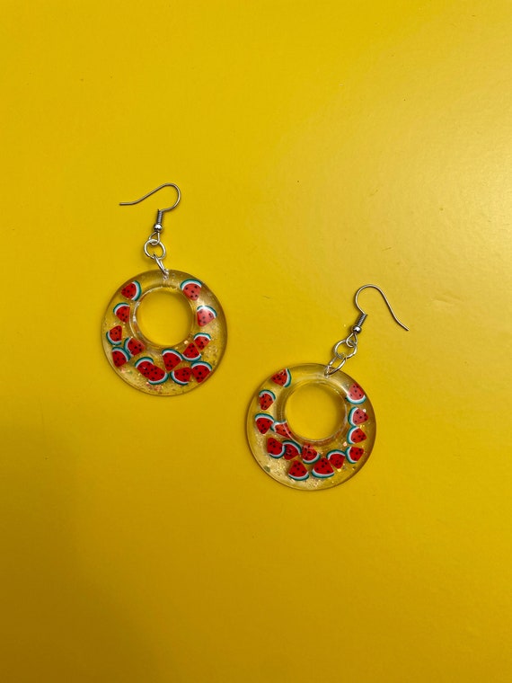 Pendientes De Resina De Té De Frutas De Sandía Pendientes De Pendientes De Resina De Té De Frutas De Sandía Pendientes De