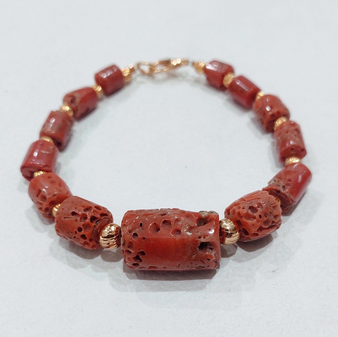 Antique Coral Bracelet 100 Natural Italian Red Coral Etsy