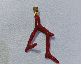 Colgante de rama de coral rojo italiano natural / Charm de collar de coral mediterráneo, joyería orgánica