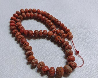 Vintage Red Coral Rondelle Beads Strand | Mediterranean Natural Gemstone Jewelry Making Supplies
