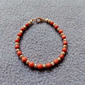 Brilliant Red Coral Bracelet 100% Natural Italian Red Coral Bracelet, Vintage Coral Handmade Beautiful Bracelet, Coral Smooth Beads Bracelet