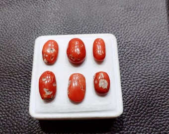 Vintage Italy Red Coral Cabochon, 100% Natural Italian Red Coral Gemstone, Vintage Coral Loose Gemstone, Red Coral For Jewelry Making,