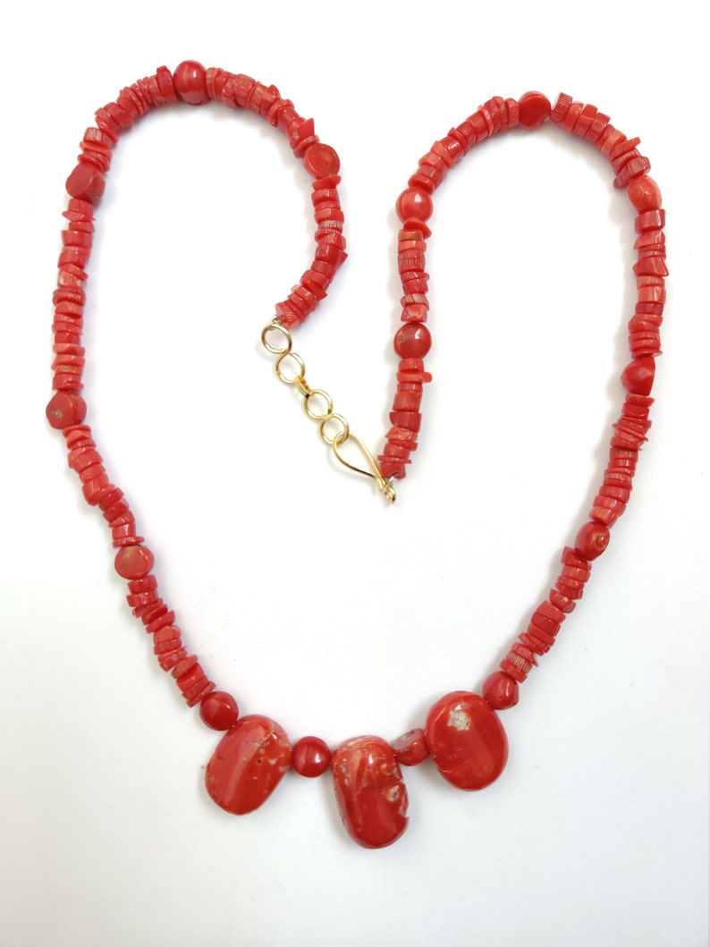 BRILLIANT CORAL NACKLACE ! Cabochon Gemstone Red Coral Smooth Necklace.. 100/% Natural Italian Red Coral Handmade Necklace