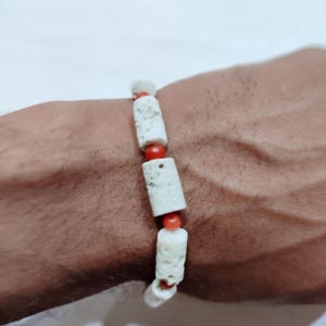 Vintage Coral Bracelet, 100% Natural Red-White Coral Bracelet, Coral Handmade Charming Bracelet, Coral Smooth Beads Bracelet..