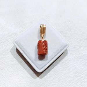 Natural Red Coral Pendant: Vintage Mediterranean Brass Jewelry