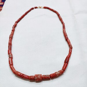 Beautiful Red-Orange Coral Beaded Necklace, Italian Coral OLD Beads Necklace, Coral Vintage Beads Necklace, Handmade Necklace Gemstone,