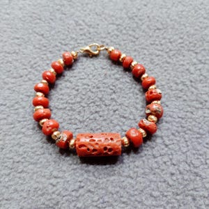 BEAUTIFUL Red Coral 100% Natural Italian Red Coral Bracelet, Red Coral Handmade Charming Bracelet,  Best Quality Smooth Beads Bracelet...
