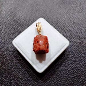 Natural Red Coral Pendant: Vintage Mediterranean Brass Jewelry