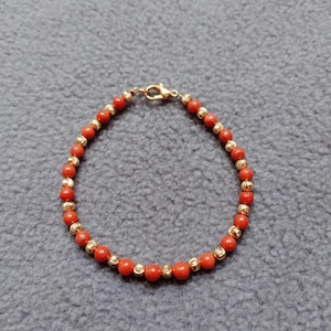 Brilliant Coral 100% Natural Italian Red-Orange Coral Bracelet, Coral Handmade Beautiful Bracelet, Best Quality Smooth Beads Bracelet,