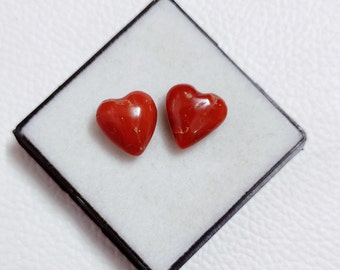 SALE ! Italian Red Coral Cabochon, 100% Natural Italian Red Coral Gemstone, Handmade Coral Gemstone, Coral Heart Shape For Jewelry Making,