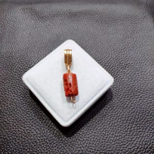 Vintage Red Coral Pendant: Mediterranean Brass Handmade Jewelry