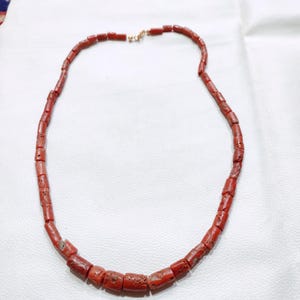 Beautiful Red-Orange Coral Beaded Necklace, Italian Coral OLD Beads Necklace, Coral Vintage Beads Necklace, Handmade Necklace Gemstone,
