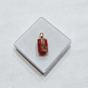 Vintage Red Coral Pendant: Brass Handmade Mediterranean Jewelry