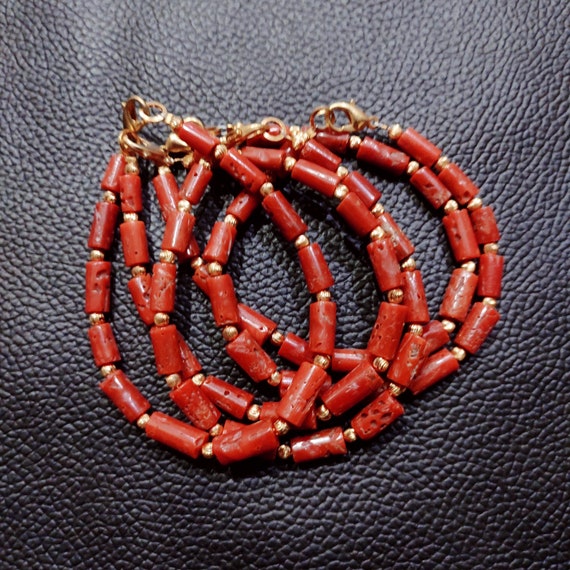 Bracelet En Corail Rouge Naturel D'Italie – Réglable – Environ 58 Carats – Neuf Sans Emballage