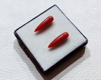 SALE !! Italian Red Coral Cabochon, 100% Natural Italian Red Coral Gemstone, Red Coral Teardrop For Jewelry Making, Wholesale Supplies,