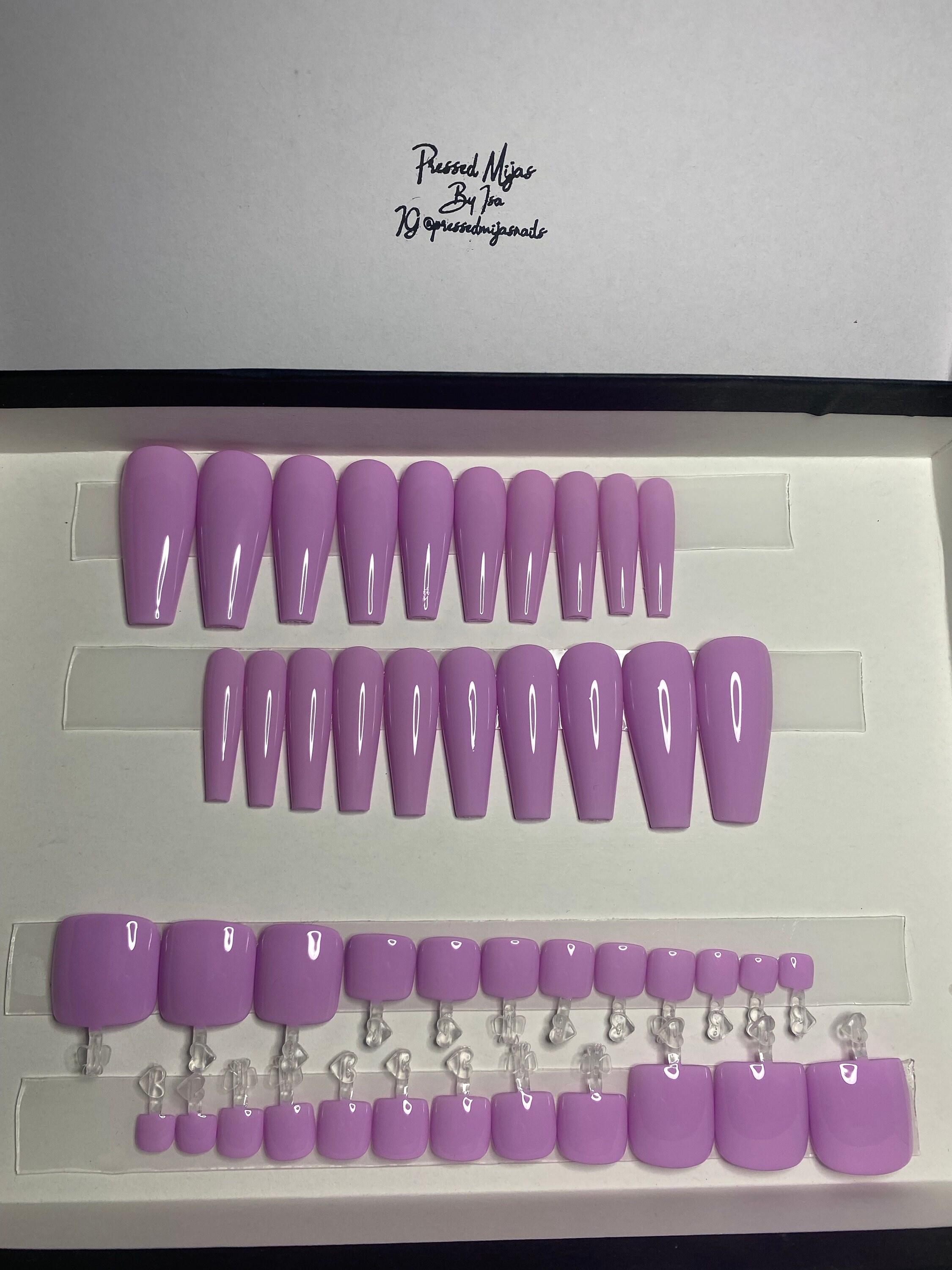 Ready to Ship | Long Coffin Nails | Lilac pedicure | Nail Bundle