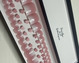 Pink Ombré Press On Toe Nails: Sharp Square Pedicure Set