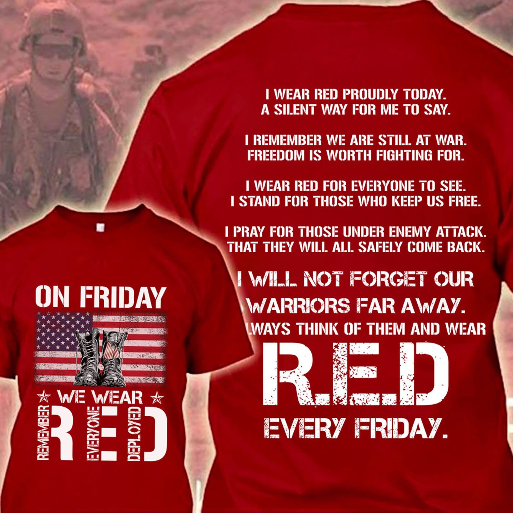 On Friday We Wear Red We wear Red Remember Everyone Deployed Etsy