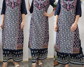 W Brand Foil work Kurta with Plazzo set Indian Pakistani dress Asian kurti salwaar Ethinic Festivewear Kurta Payjama Diwali outfit gift