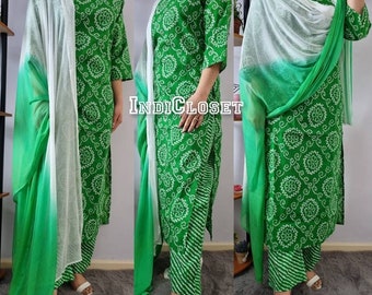 Teez spl Libas Brand Straight Kurti with Pant and Duppatta, 3 Piece set Salwar Kameez suit Ethinic office Lightweight Cotton summer wear