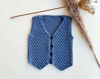 Gilet tricoté pour garçons / Gilet pour tout-petits / Gilet tricoté pour bébés garçons / Gilet pour bébés garçons en coton