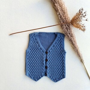 Hand Knitted Organic Cotton Baby Boys Vest, Christmas Gift Vest for Boys, Hand Knitted Unique Baby Girl Vest, Handmade Cotton Baby Vest